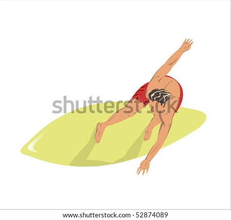Surfer On Surfing Board On White Background Isolated