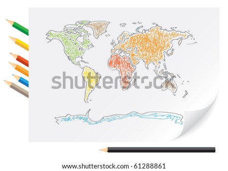 the world map in color. the world map in color. stock