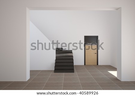 room with stair and modern door