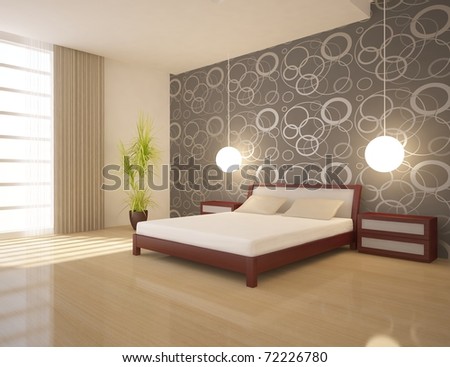 modern interior of a bedroom...