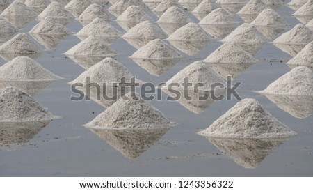 Heap of raw salt pattern, Pile of sea salt in a field prepared for harvest