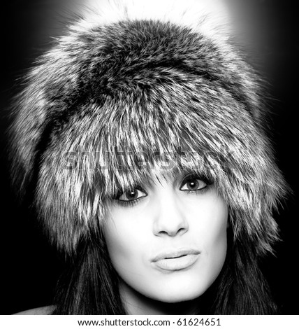 beautiful lady in fur cap
