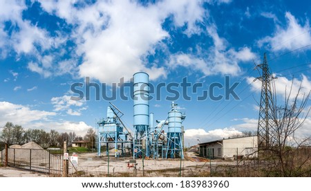 blue factory in the country