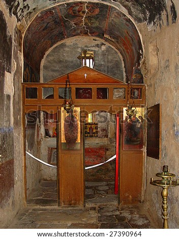 The interior of a very old byzantine church