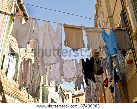 Clothes hanging to dry in Italy