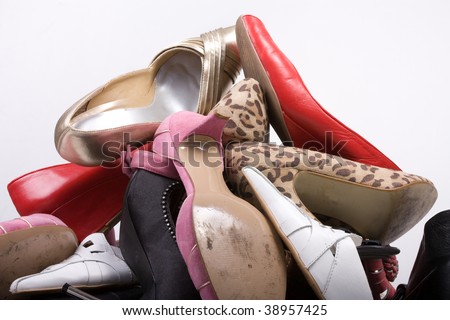 Pile of ladies shoes