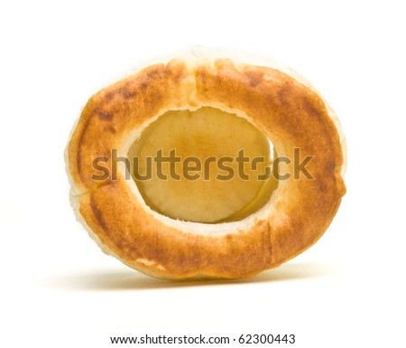 abstract empty puff pastry vol au vent cases isolated on white.