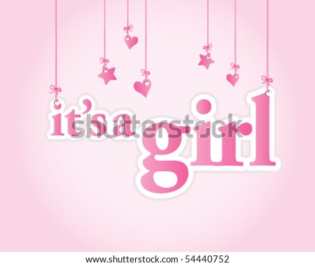 baby girl images for baby shower. stock vector : It's a girl. Baby shower celebration.