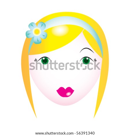 cartoon girl face with blonde hair