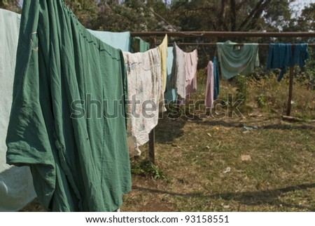 NEKEMPTE - FEBRUARY 6: Washed laundry on the washing lines at Nekemte Hospital in Ethiopia  on February 6, 2009 in Nekempte, Ethiopia.