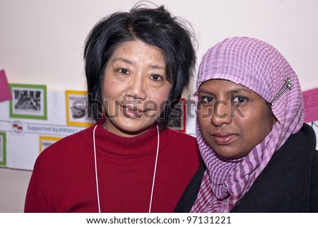 EXETER - MARCH 8 : Members from the HIKMAT Devon at the International Women\'s Day event at the St Sidwell\'s Centre in Exeter,  Devon  on March 8, 2012 in Exeter Devon uk