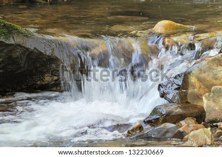 Small Waterfall in upland stream, River Avrill, Snowdrop Valley, Exmoor