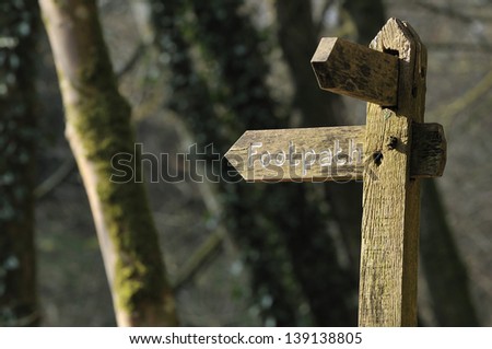 Traditional carved Oak footpath sign, Exmoor, Somerset