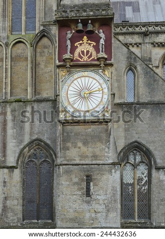 Wells Cathedral clock on the North Wall Connected to the Astronomical clock inside the Cathedral