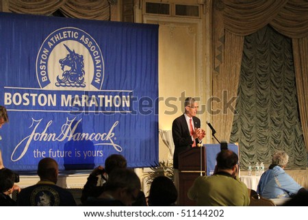 BOSTON - APRIL 17:  Thomas Grilk, President of Boston Athletic Association that organizes the Boston Marathon, opens the 114th Boston Marathon Champions\' Breakfast on April 17, 2010 in Boston.