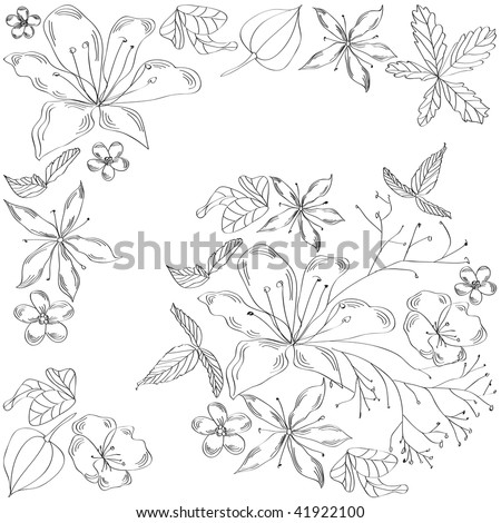 sketches of flowers black and white