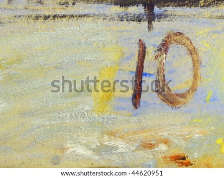 Abstract background drawn by oil paints with number 10