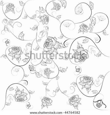 Black And White Pictures Of Roses. stock vector : Black and white