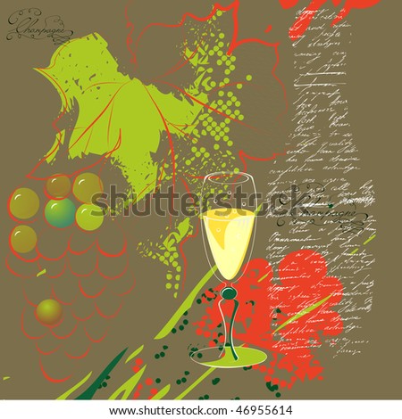 glass of champagne on stylized background