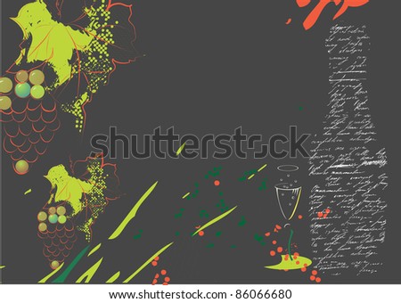 Raster version of vector Grunge background with grapevine