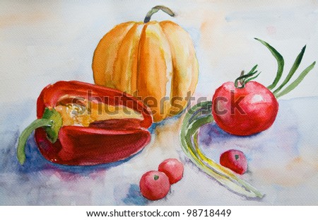 Watercolor illustration of Vegetables