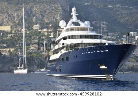 Super yacht at anchor in Monaco.