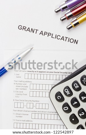 Directly above photograph of a grant application.