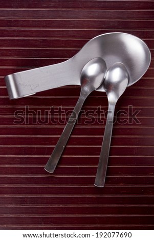 Kitchen utensils - spoon rack soiled spoons and forks.