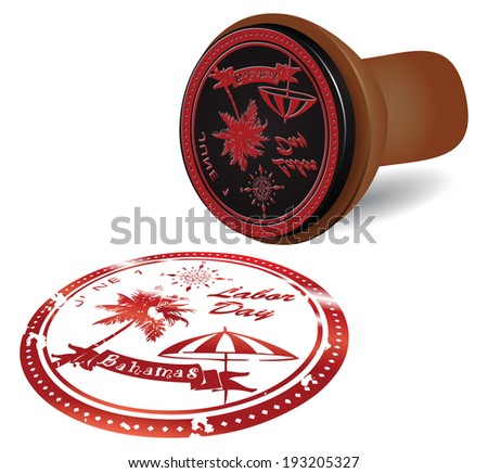 Office stamp with the Labor Day holiday in the Bahamas on June 1. Vector illustration without trace.