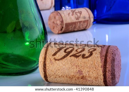 Stopper from a bottle with red wine, on a background a bottle.