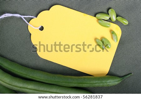 String bean against from a fabric with a trading label.