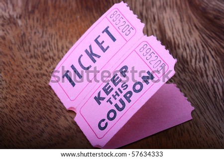 Tickets and coupon for a pink cardboard for visiting of show, concerts etc.