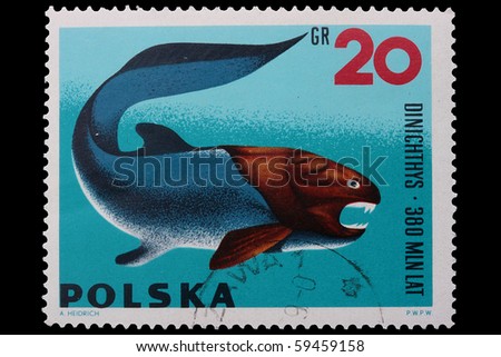 Poland - CIRCA 1969: A stamp is printed in Poland, Dinichthys, let out CIRCA in 1969.