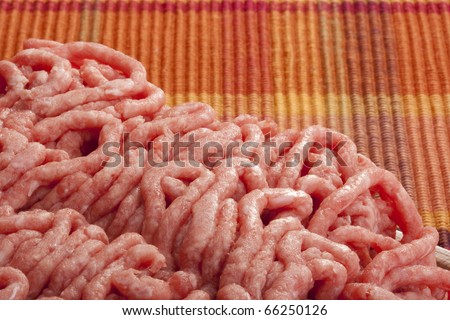 Freshly ground meat for cooking meat delicacies.