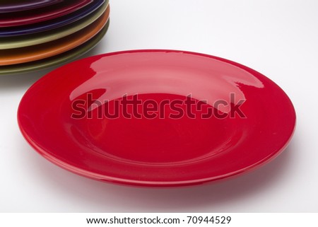 stock photo Colorful ceramic plates for the main dishes