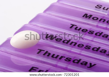 Box for medications showing days of the week.