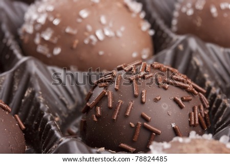 Truffle candy coated chocolate with decorative powdered for the occasion.