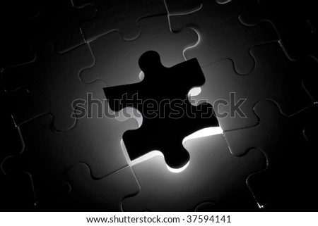 Back Lighted Black Puzzle one piece missing