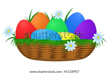 stock vector : Rainbow Easter pictures of easter eggs in a basket. stock vector : Rainbow Easter