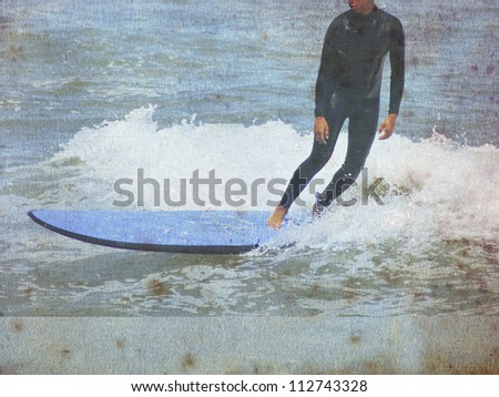 old vintage surf background with rider