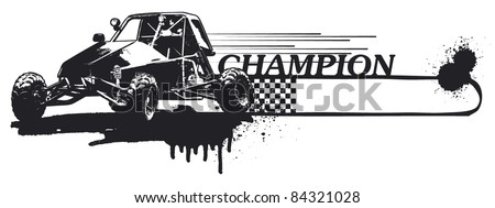 racing sand car with grunge banner