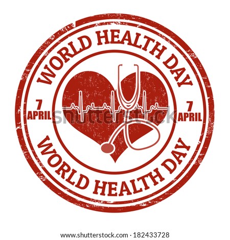 World health day grunge rubber stamp on white, vector illustration