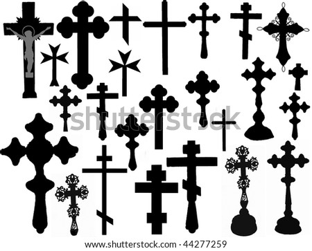 stock vector Big collection of vector isolated christian crosses