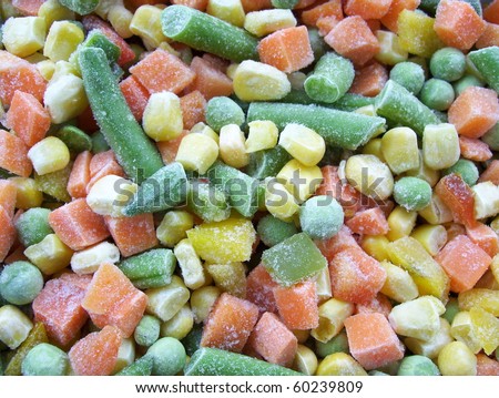 Frozen vegetables close up colourfull healthy balanced diet
