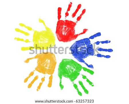 Set Of Colorful Hand Prints Isolated On White Background Stock Vector