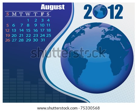 august calendar 2012. august calendar 2012. blue