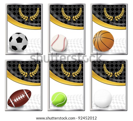 Set of sports balls banners or web icon, vector illustration