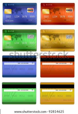 Free Credit Card Apply 2013 on Stock Vector   Set Of Color Credit Card Front And Back View  Vector