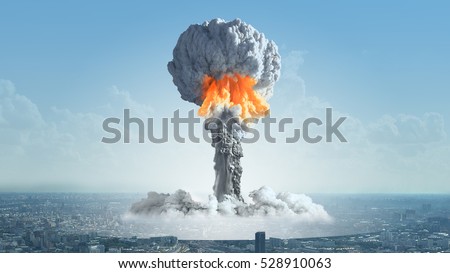 The explosion of a nuclear bomb in the city.