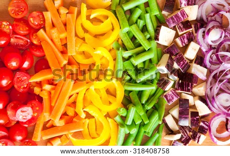 Cut vegetables of rainbow colors